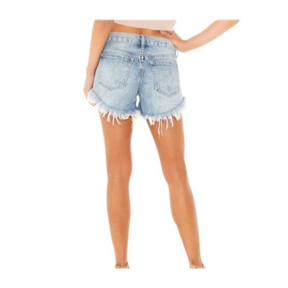 Pistola Womens Gigi Distressed Cutoff Denim Shorts Size 25 Light Wash - Picture 2 of 9